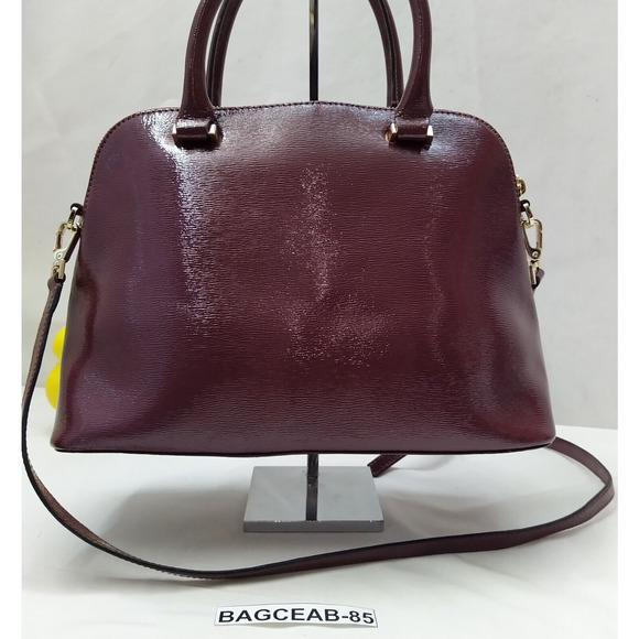 Kate Spade Plum Purple Patent Leather Top Handle Zipper Satchel Shoulder Bag - Picture 2 of 16